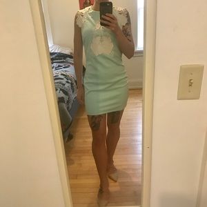 Mint Lace Detailed Party Dress